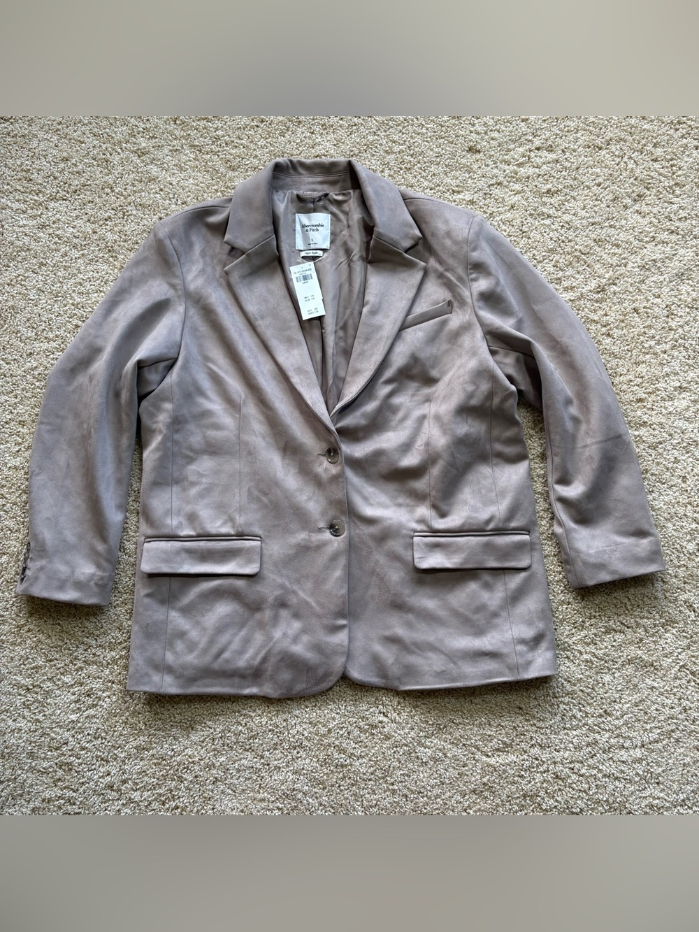 NWT Abercrombie‎ & Fitch Vegan Suede Blazer Taupe Large